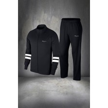 Poseidon Storm Büyük Beden Erkek Siyah Supra Penye Kumaş Fit Kalıp Koşu Seti (4xl- 10XL)