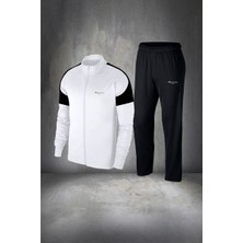 Poseidon Storm Büyük Beden Erkek Beyaz Supra Penye Kumaş Rahat Eşofman Takımı (4xl- 10XL)