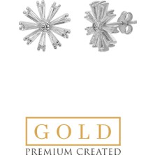 So CHIC Beyaz Altın Sertifikalı Premium Created Trapez Taşlı Küpe