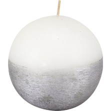 Missi Altı Gümüş Taramalı 8 cm Top Mum