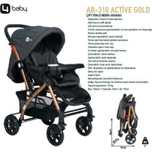 4 Baby AB-310 Gold Alüminyum Kasa Çift Yönlü Bebek Arabası  - Antrasit