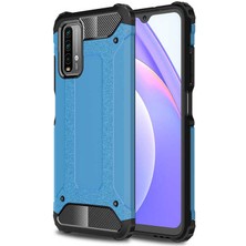 kilifone - Xiaomi Redmi Note 9 4G - Kılıf Çift Katman Zırh Tank Crash Military Kapak - Mavi - T16454