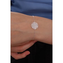 Bilsen Store Kadın 925 Ayar Gümüş Zincirli Yaşam Çiçeği Bileklik