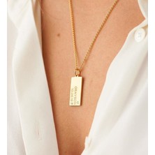 Gökdeniz 925 Dikdörtgen Isimli Gümüş Kişiye Özel Tasarım Kolye