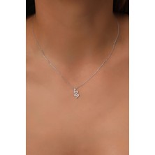 Bilsen Store Kadın  925 Ayar Gümüş Beyaz Zirkon Taşlı Yılan Modeli Gümüş Kolye