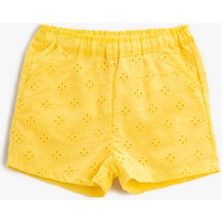 Koton Şort Fisto Işlemeli Beli Lastikli Pamuklu