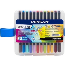 Pensan Fineliner Kalem 24 Renk Plastik Kutu 0.4mm Keçe Uçlu Kalem 1 Paket Pensan Fineliner 6500HP 0.4mm Keçe Uçlu Kalem