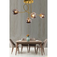 Lambadar Pare Model Modern Spor Gold 4'lu Glop Füme Camlı Avize