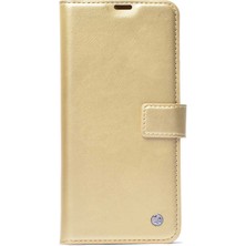 Realme C21Y Kılıf Htstore Kar Deluxe Kapaklı Kılıf-Gold