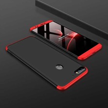 HTstore Huawei Y7 2018 Kılıf Htstore Zore Ays Kapak-Siyah-Kırmızı