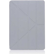 Apple iPad 10.2 (8.nesil) Kılıf Htstore Zore Tri Folding Standlı Kılıf-Gri