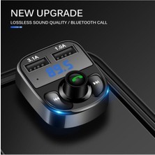 Rucas 2022 Yeni Model Car X8 Araç Fm Transmitter 5.0 Bluetooth Araç Kiti USB Mp3 Sd Kart Çakmaklık Girişli