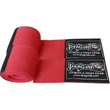 Dragon 30127-P Distrito Boks ,muay Thai Eldiveni ve Kırmızı 3,5 Metre Bandajlı Set