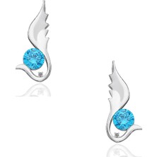 Chavin Topaz Melek Kanadı 0.02 Carat Pırlanta Gümüş Küpe ER24