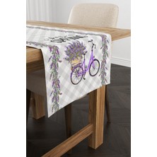 Cango Home Gri Mor Kareli Bahar Temalı Dijital Baskılı Runner CGH1042-RN