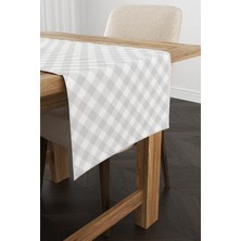 Cango Home Gri Beyaz Kareli Dijital Baskılı Runner CGH1043-RN