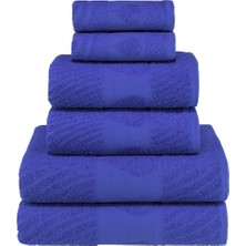 Textile Colors Sudamlası Desenli Pamuk Banyo Havlu Seti 6 Adet, 2 Banyo Havlusu, 2 El Havlusu, ve 2 Yüz Havlusu, -Comfort- Mavi,