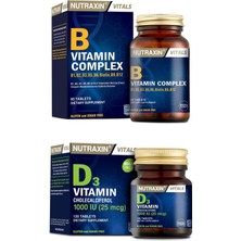 Nutraxin Vitals B Vitamin Complex 60 Tablet, Vitals D3 Vitamini 1000 Iu 120 Tablet