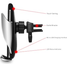 Sunsky S5 Otomatik Indüksiyon Wiress Charger Havalandırma Braketi Siyah (Yurt Dışından)