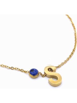 Ferizz   Altın Kaplama Nazar Boncuklu S Harfli Kadın Halhal HAL-122