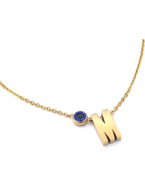 Ferizz   Altın Kaplama Nazar Boncuklu M Harfli Kadın Halhal HAL-117