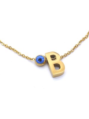 Ferizz  Altın Kaplama Nazar Boncuklu B Harfli Kadın Halhal HAL-109