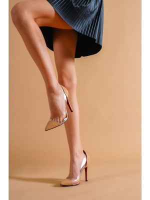 Moda Radikal Fabien Nude Rugan Şeffaf Detaylı Topuklu Kadın Ayakkabı