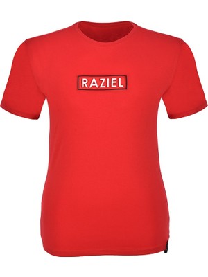 Razıel Oversıze  Kabartma Amblem Baskılı Kırmızı T-Shirt