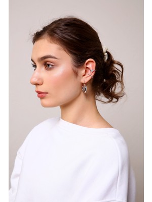 Aurrari 2'li Gümüş Renk Kuzey Yıldızı Earcuff