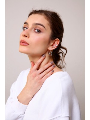 Aurrari 2'li Gümüş Renk Kuzey Yıldızı Earcuff