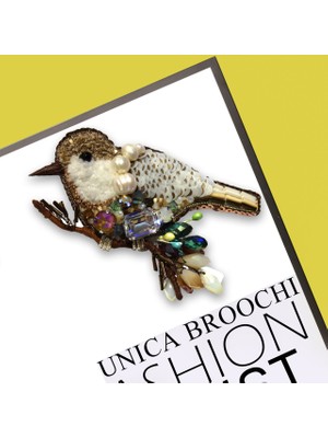 Unica Brooche Bahar Dalında Kuş Broş