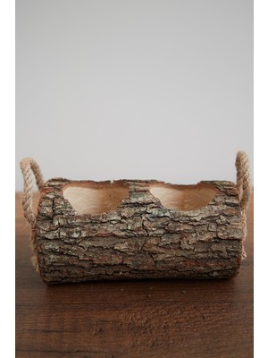 Ikili Ahşap Kütük Saksılık