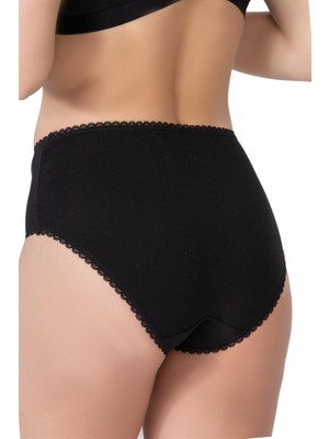 Emay 1445 Modal Cotton Yüksek Bel Dantelli Külot Beyaz