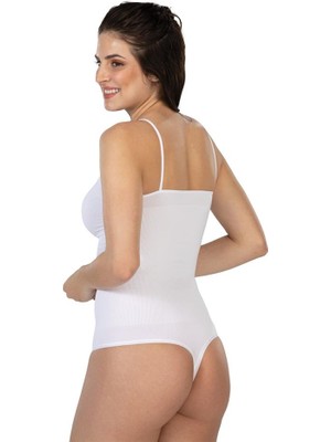 Emay 1927 Seamless Ip Askılı Ripli String Body Beyaz