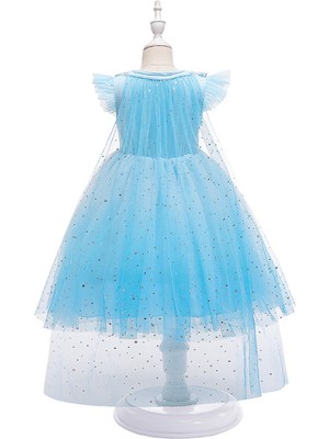 Love Home Kız Çocukları İçin Prenses Elsa Elbisesi 3 - 4 Yaş - Mavi