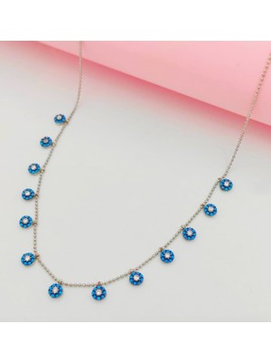 Sıra Taşlı 925 Ayar Gümüş Kolye