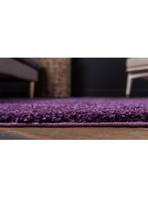 Angora Home  Solid Shaggy Makine Halısı 4371Y Mor 150 cm x 230 cm Dikdörtgen