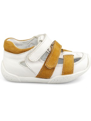 Perlina Beyaz Deri Taba Nubuk Erkek Çocuk Ayakkabısı 106225EI-BY-D-TB-N