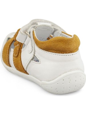 Perlina Beyaz Deri Taba Nubuk Erkek Çocuk Ayakkabısı 106225EI-BY-D-TB-N