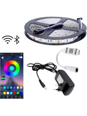 Masiva Bluetooth Özellikli Rgb Şerit LED - 5 Metre 5050 Smd Iç Mekan 3 Çip Hediyeli ***