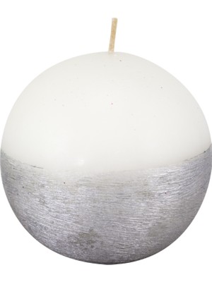 Missi Altı Gümüş Taramalı 8 cm Top Mum