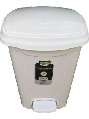 Sska Polytime Pedallı Basmalı Çöp Kutusu Kovası - Beyaz - 22 Litre - 42X30X30 Cm.