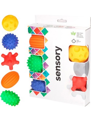 Poema & Rosa Sensory 5'li Renkli Plastik Bebek Banyo Topu Seti – Masaj ve Duyu Gelişimi, 0-4 Yaş Bebekler için