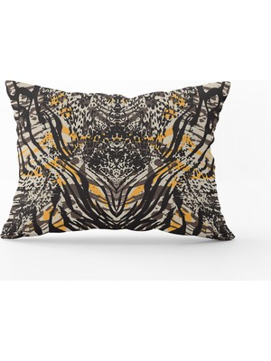 Cango Home Kahverengi Sarı Zebra Desenli Dijital Baskı Kırlent Yastık Kılıfı - CGH352-3550 Çift Tarafı Baskılı