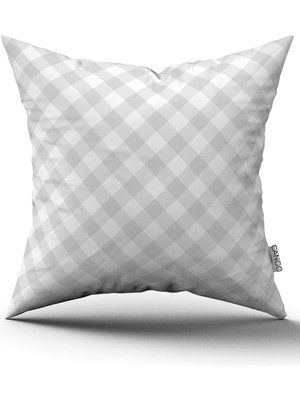 Cango Home Gri Beyaz Kareli Çift Tarafı Dijital Baskılı Kırlent Kılıfı CGH1043-CT