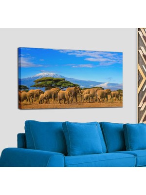 Dünyatablo Fil Sürüsü Dekoratif Kanvas Tablo 1143