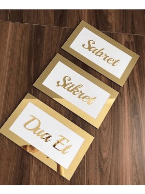 Buypass Sabret-Şükret-Dua Et Üçlü Duvar Tablosu 3lü