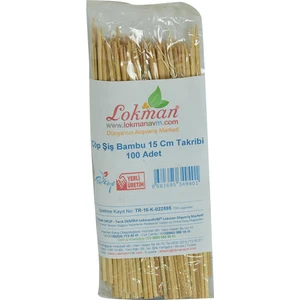 Lokmanavm Çöp Şiş Bambu Şişleri 15 cm Takribi 100 Adet 1 Paket