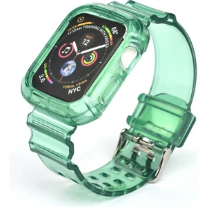 Apple Watch 42MM Krd-27 Şeffaf Renkli Transparan Silikon Kordon