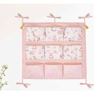 Mor Bebe Baby Bebek Odası Beşik Kenarı Düzenleyici 9 Cepli Pembe